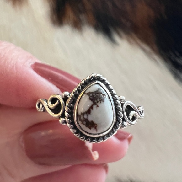 ❤️ Wild Horse Jasper Magnesite Navajo Southwestern  Sterling Silver Ring Size 8 - Picture 6 of 15